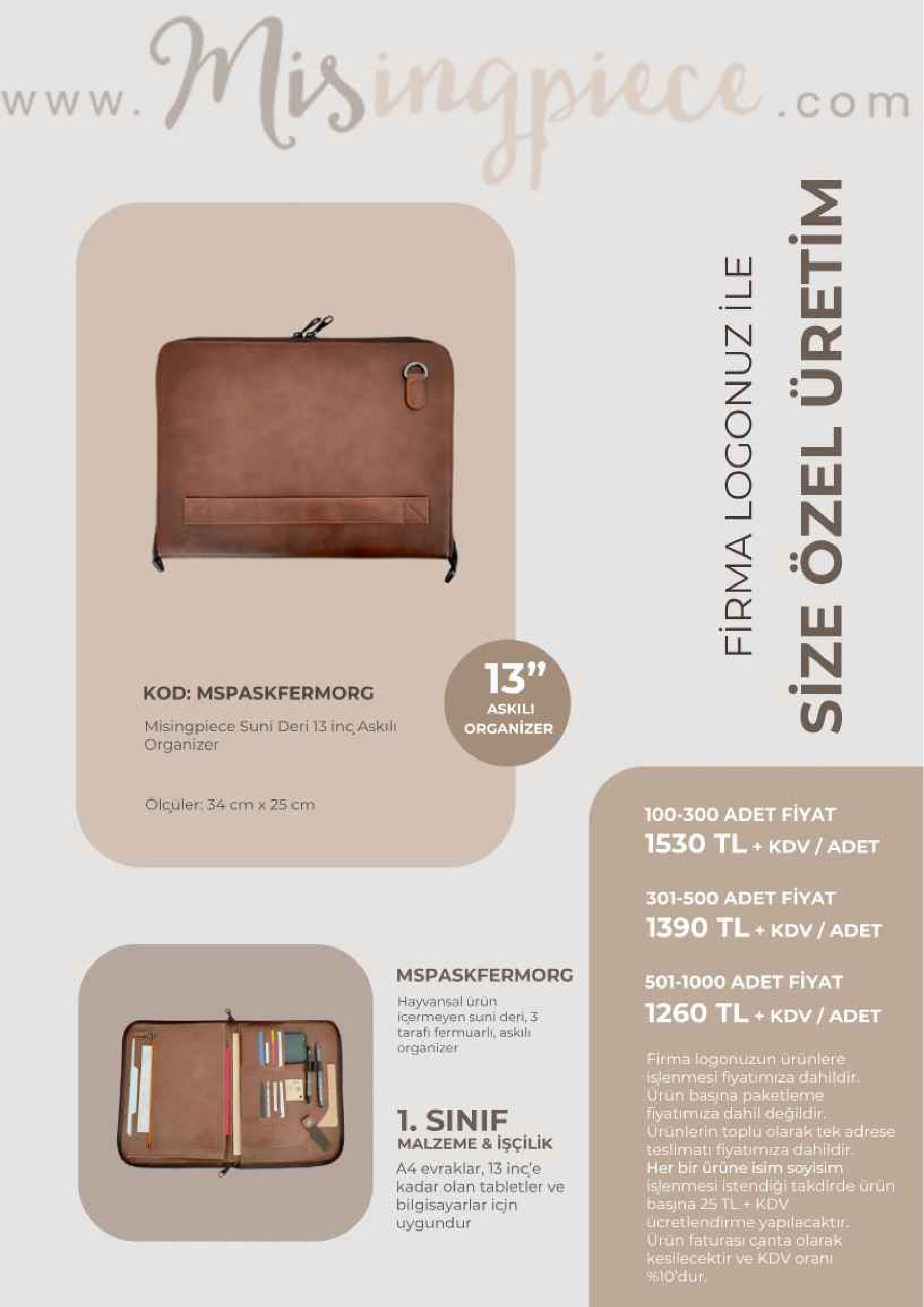 13%20İnç%20Askılı%20Organizer%20Çanta%20Toplu%20Sipariş%20Özel