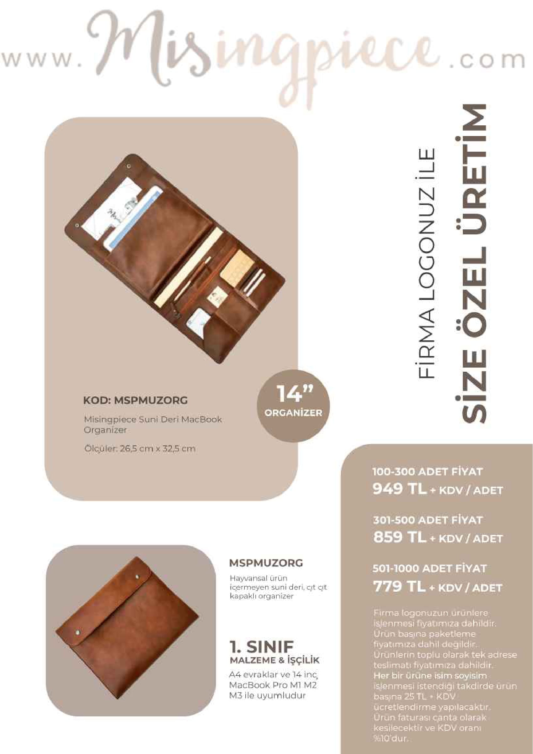 14%20inç%20MacBook%20Organizer%20Çanta%20Toplu%20Sipariş%20Özel