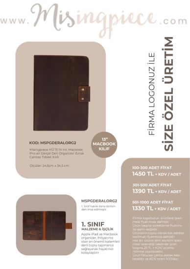 13-14 inç Gerçek Deri Notebook Kılıfı Organizer